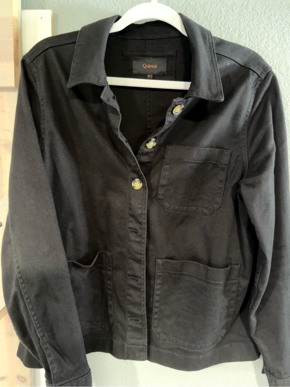 Quince Black Utility Jacket with Patch Pockets